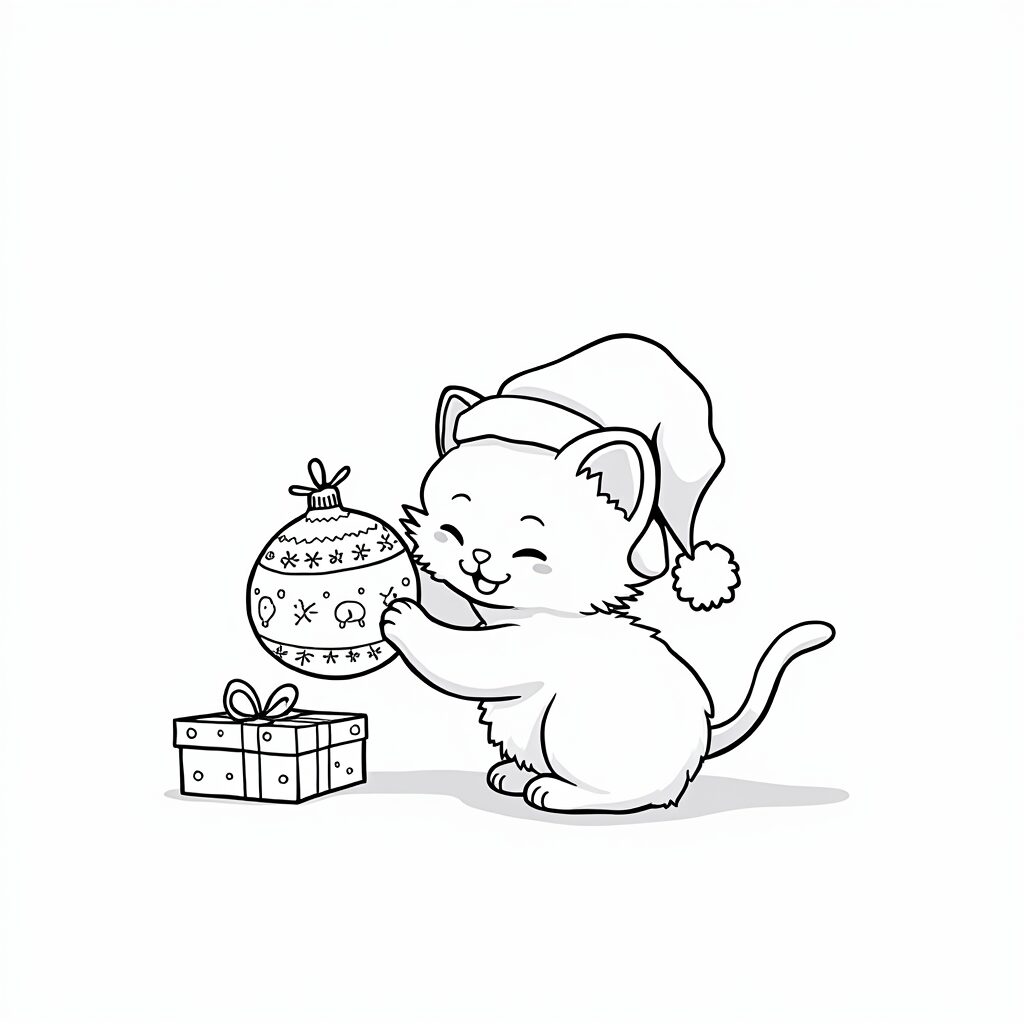 Noel kedisi boyama sayfaları