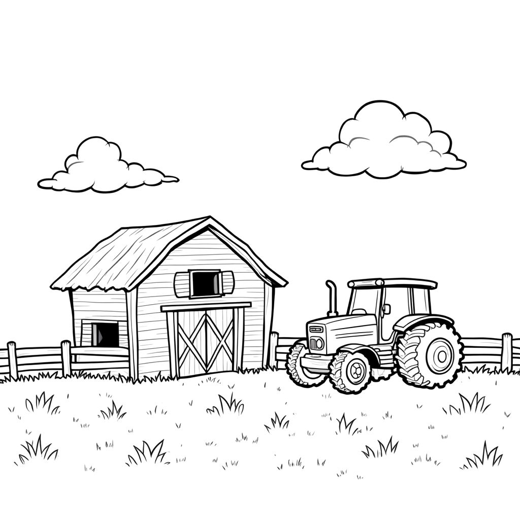Traktör temalı boyama sayfası
