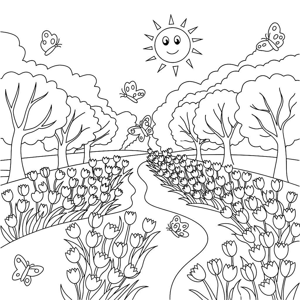 ilkbahar mevsimi ile ilgili boyama basit