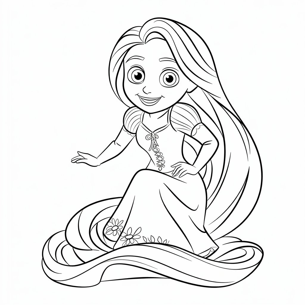 rapunzel boyama sayfası