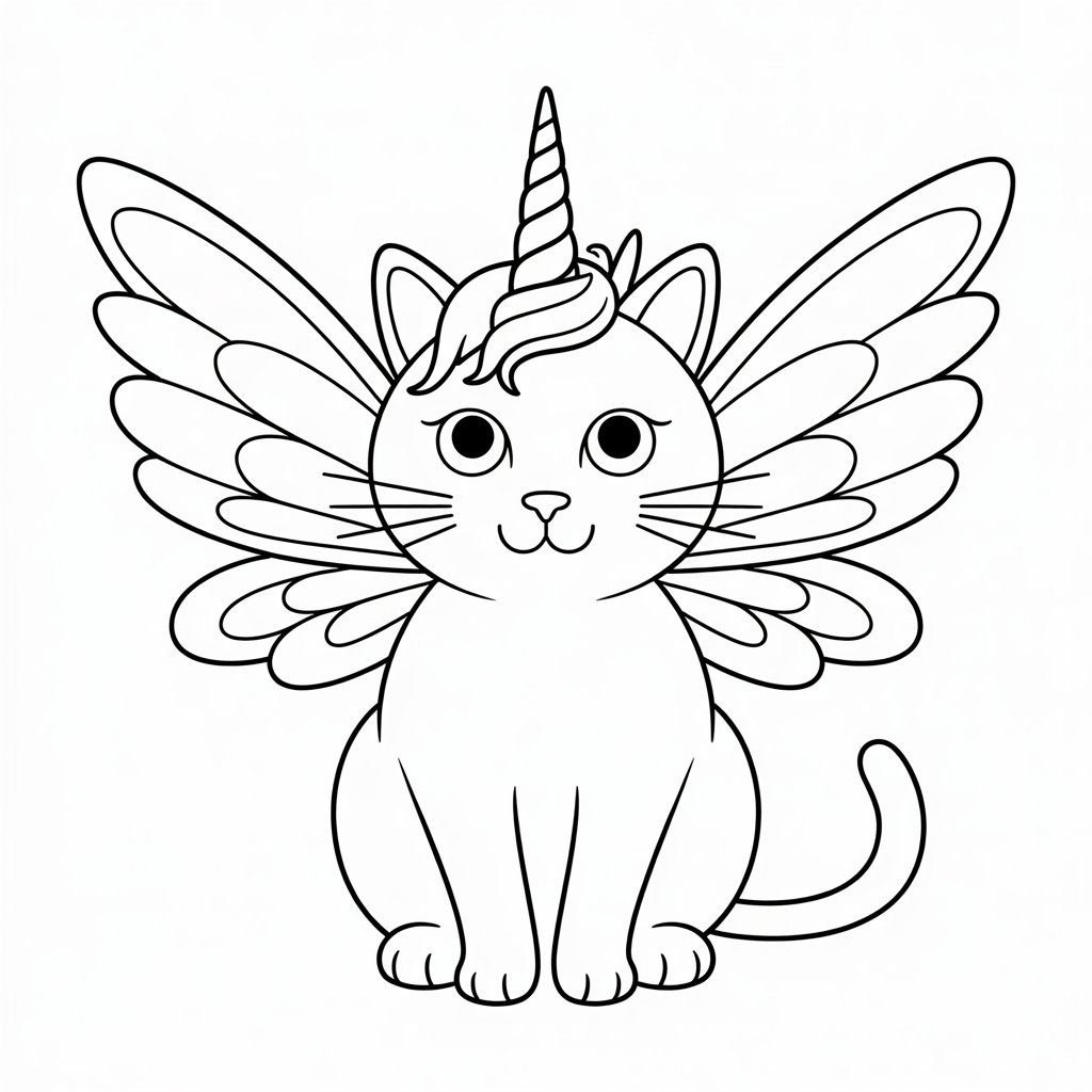 unicorn kedi boyama Sevimli