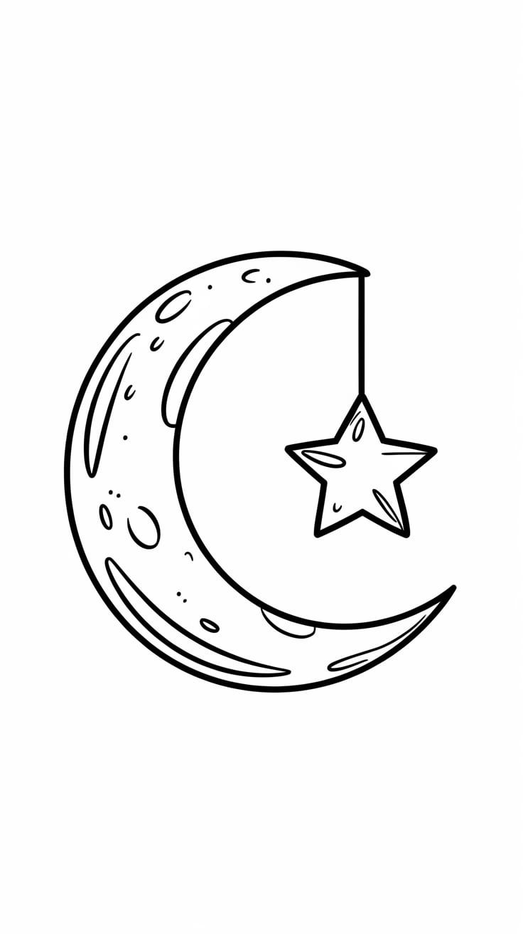 ay ve yıldız resmi boyama