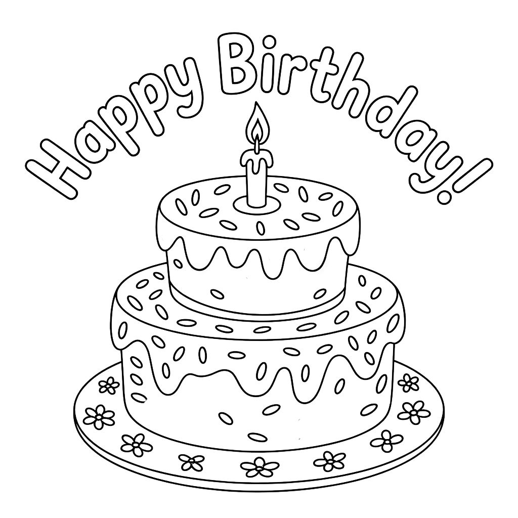 doğum günü pastası boyama sayfası