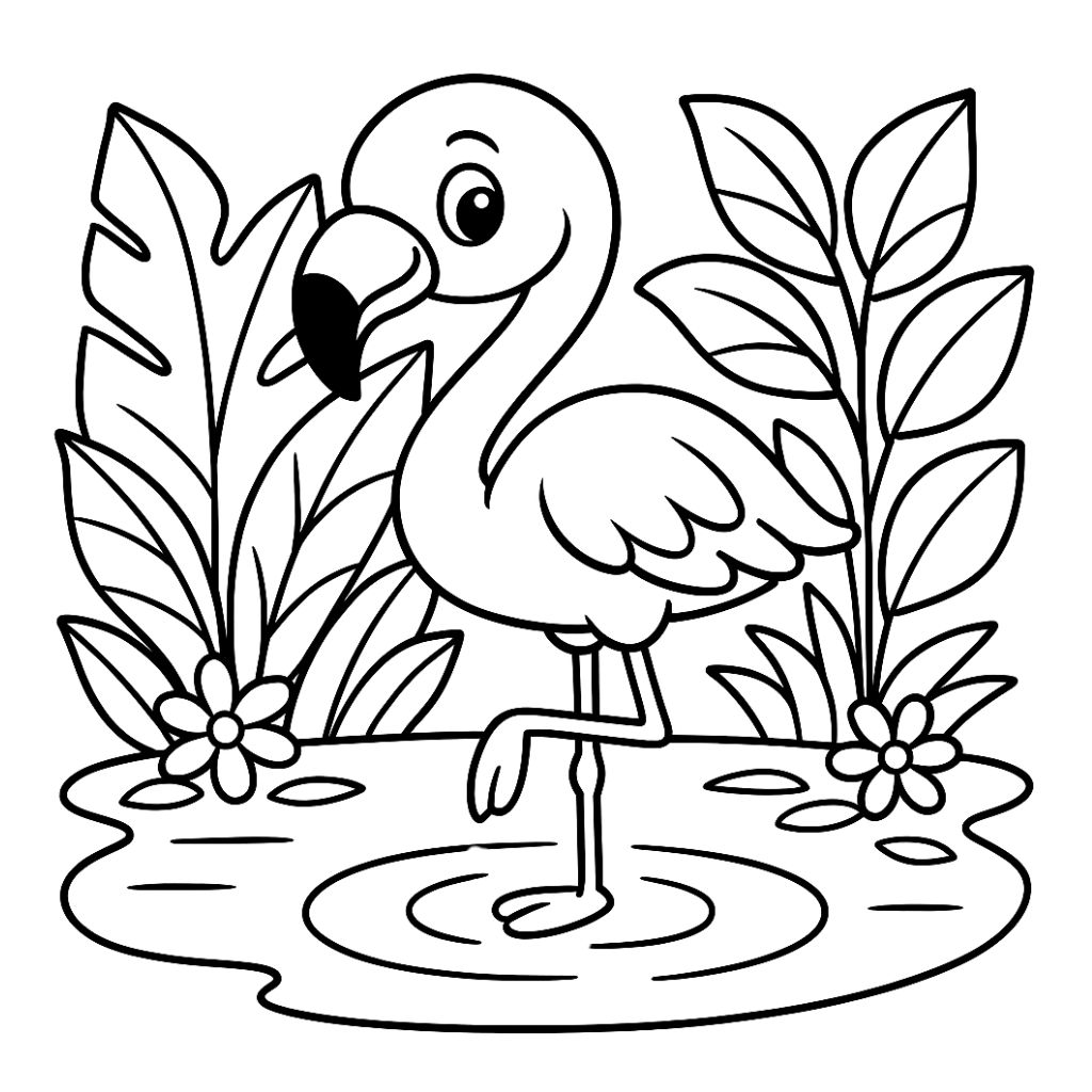 okul öncesi flamingo boyama