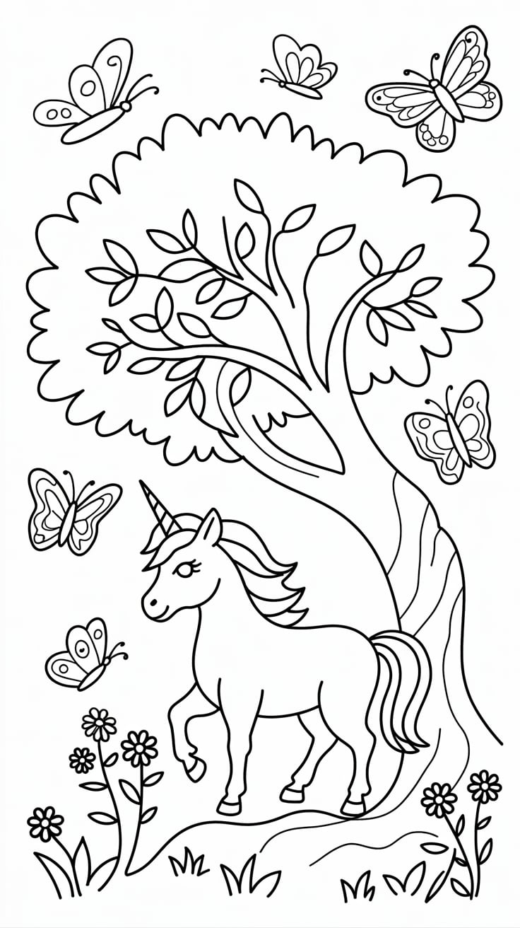 Bebek Sevimli Parıltılı Gözler Unicorn Boyama Sayfası