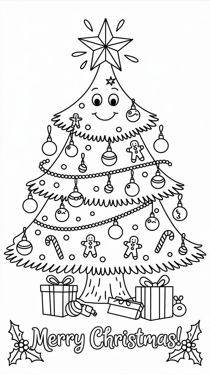 çam ağacı boyama sayfası