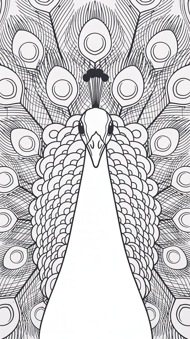 güzel tavus kuşu mandala boyama