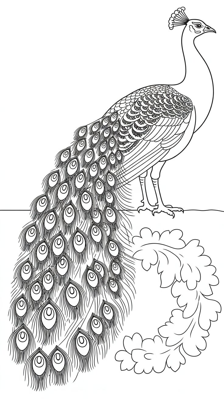 kolay mandala boyama tavus kuşu