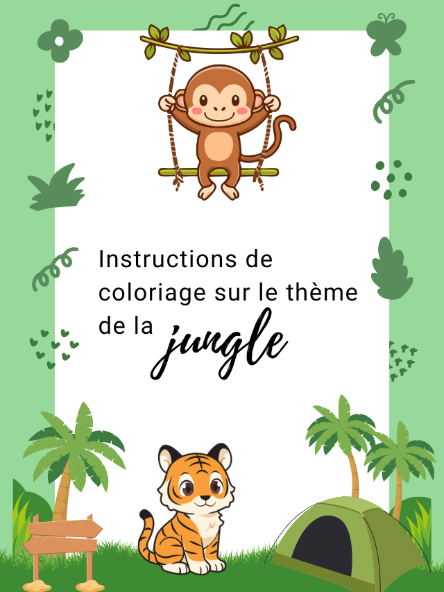 Instructions de coloriage sur le thème de la jungle